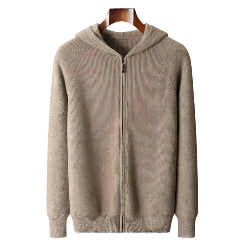 Men's Zip Sweater - Elegant Knit for Business, Casual Wear