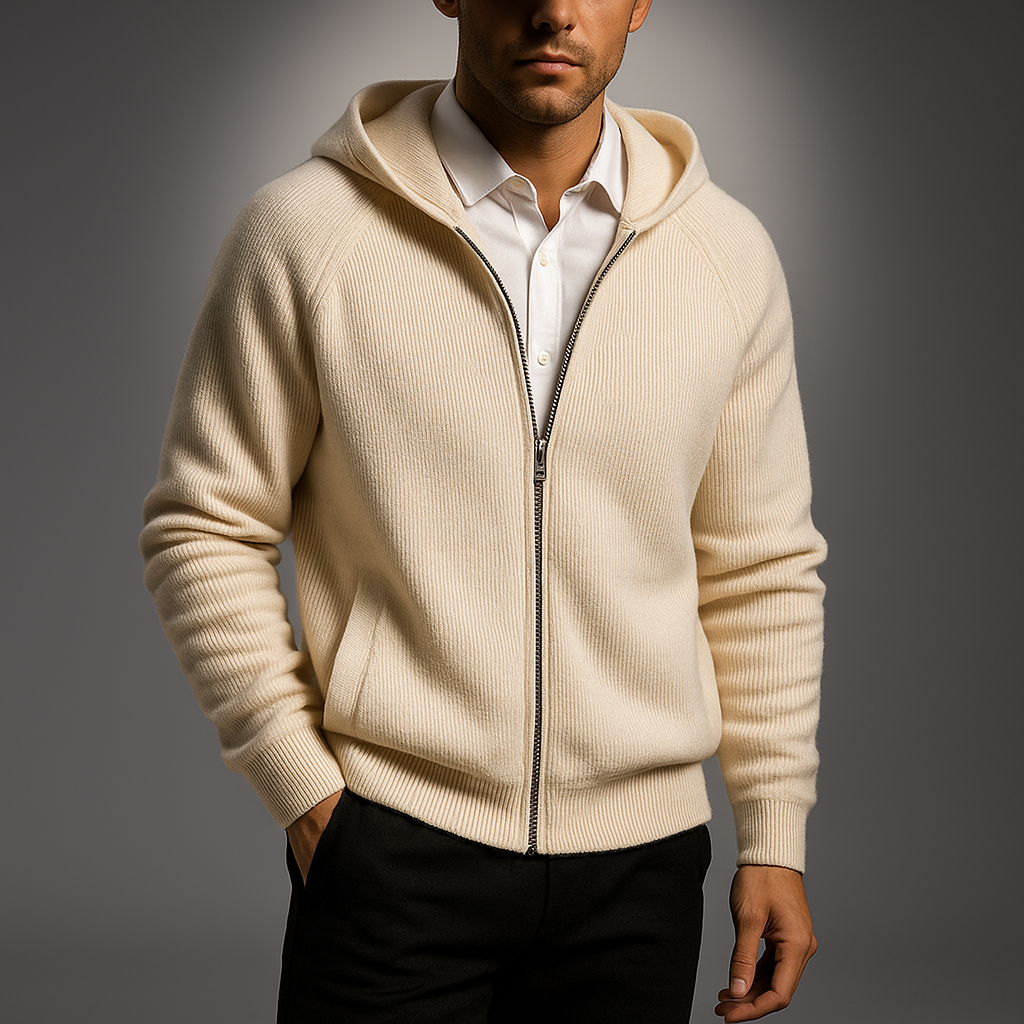 Men's Zip Sweater - Elegant Knit for Business, Casual Wear