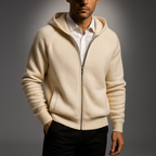 Men's Zip Sweater - Elegant Knit for Business, Casual Wear