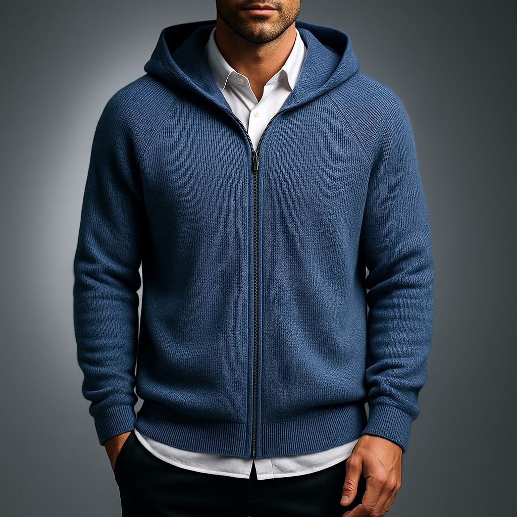 Men's Zip Sweater - Elegant Knit for Business, Casual Wear