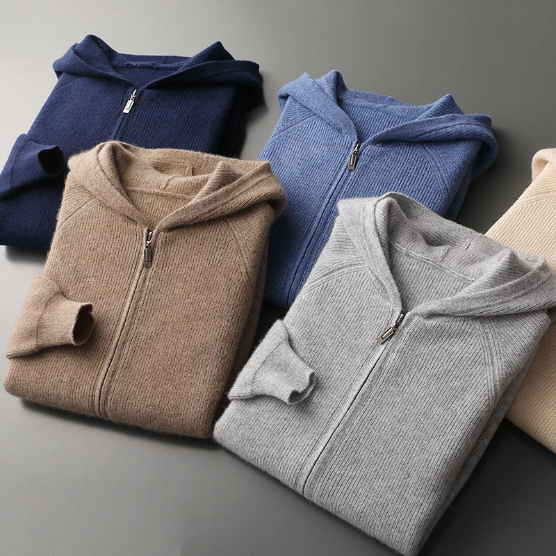 Men's Zip Sweater - Elegant Knit for Business, Casual Wear