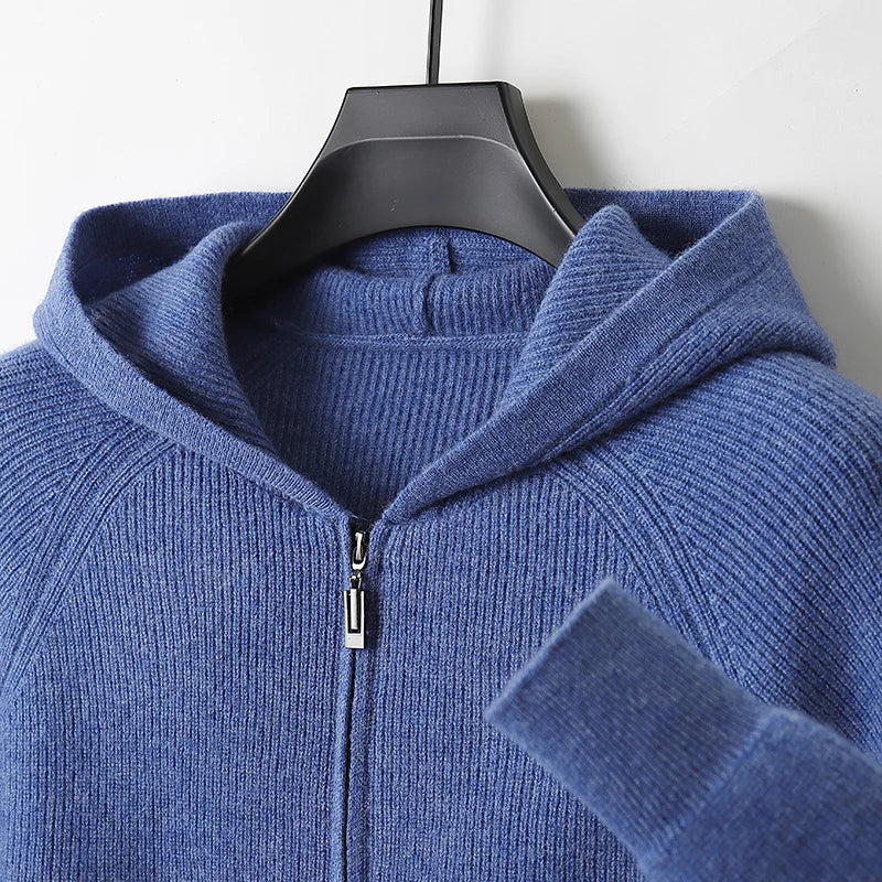 Men's Zip Sweater - Elegant Knit for Business, Casual Wear