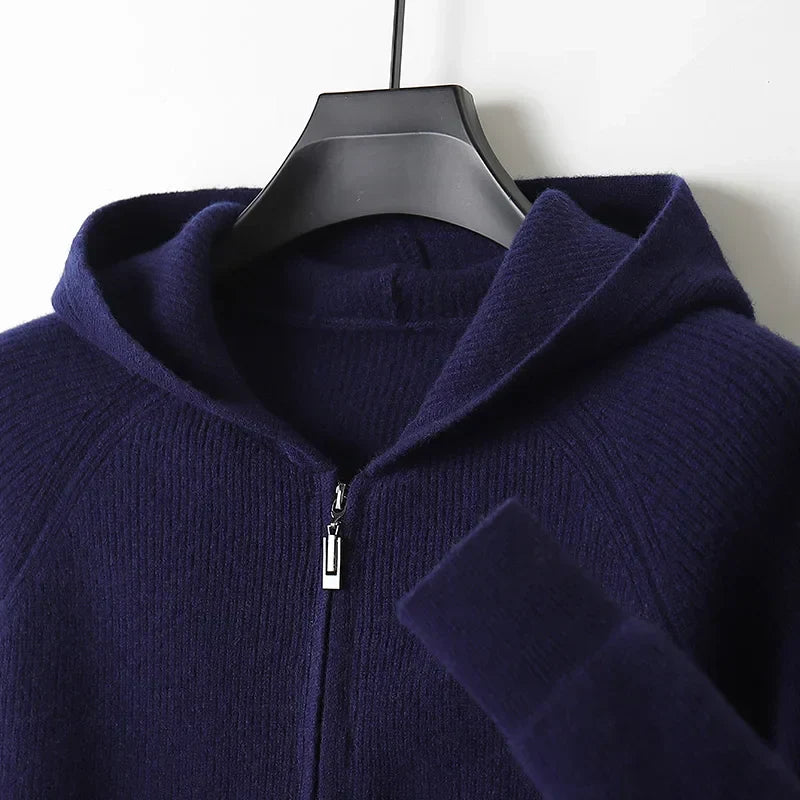 Men's Zip Sweater - Elegant Knit for Business, Casual Wear