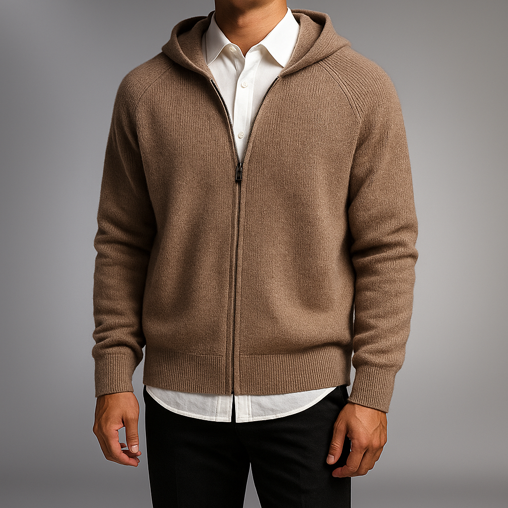Men's Zip Sweater - Elegant Knit for Business, Casual Wear