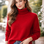 Merino Wool Turtleneck Sweater for Women – Casual Wear, Office Style