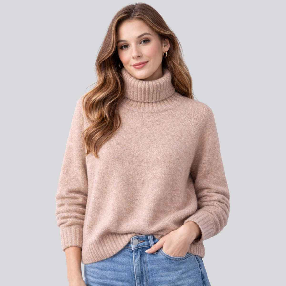 Merino Wool Turtleneck Sweater for Women – Casual Wear, Office Style