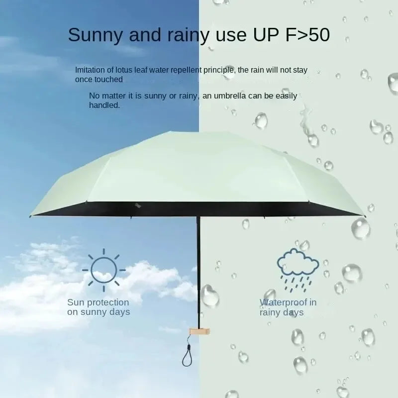 Mini Sun Umbrella Pocket Rain Umbrella - Vinyl Folding UV Protection – Travel, Outdoor