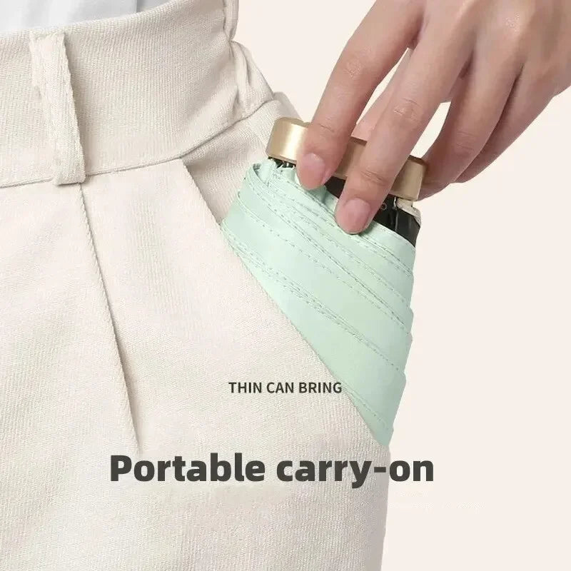 Mini Sun Umbrella Pocket Rain Umbrella - Vinyl Folding UV Protection – Travel, Outdoor