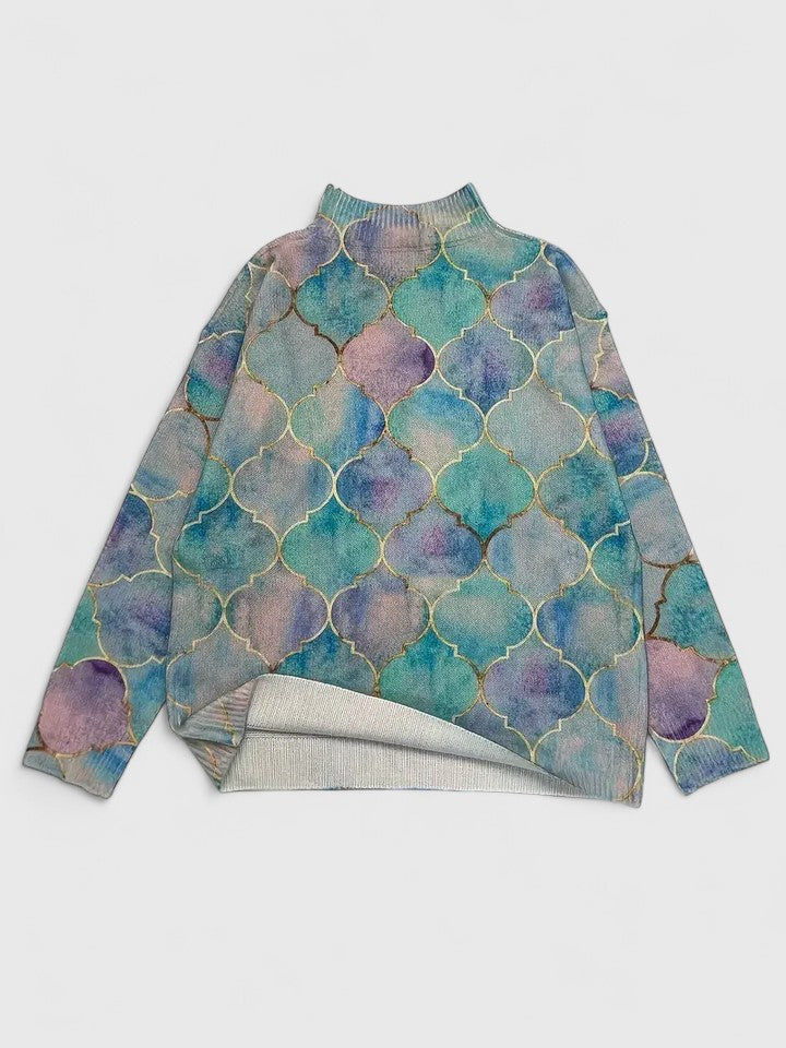 Multicolor Women's Sweater with Glitter Pattern – Casual, Holiday