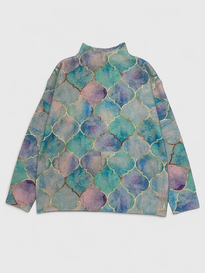 Multicolor Women's Sweater with Glitter Pattern – Casual, Holiday