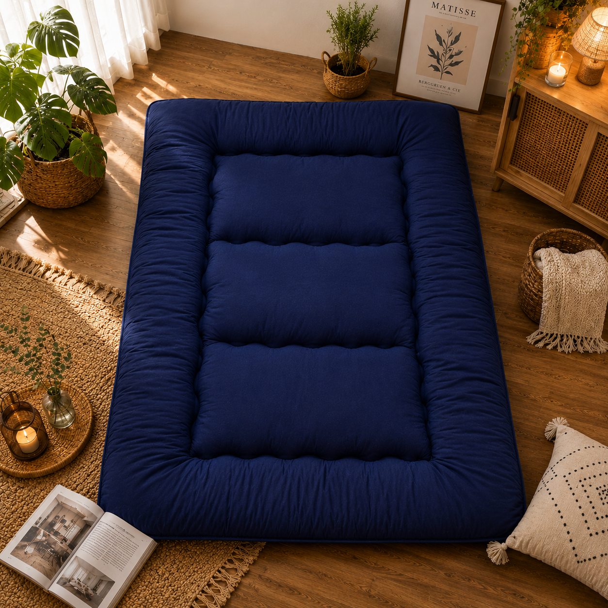 Japanese Floor Bed, 4 Inch Thick Futon Mattress, Foldable – Home, Travel