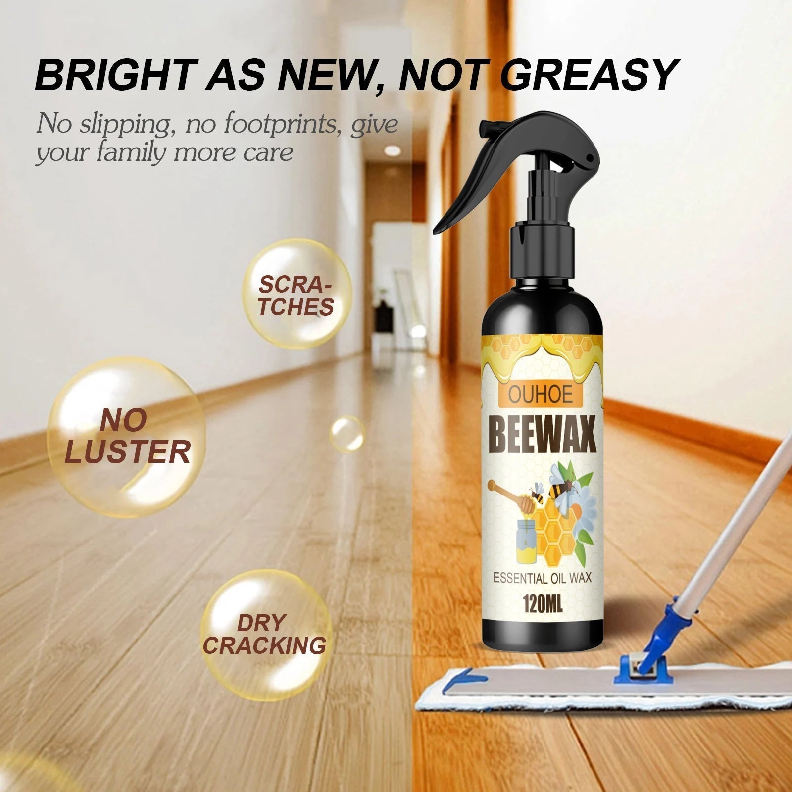 Natural Beeswax Spray | Non-Toxic Furniture Care Solution with Effortless Application | Ideal for a Brilliant Shine on Treated Surfaces