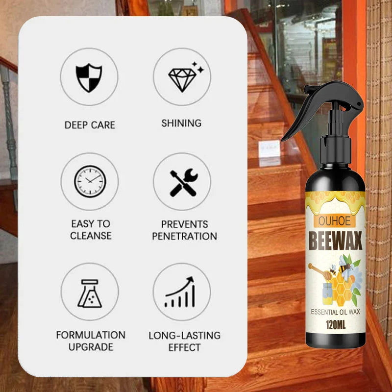 Natural Beeswax Spray | Non-Toxic Furniture Care Solution with Effortless Application | Ideal for a Brilliant Shine on Treated Surfaces