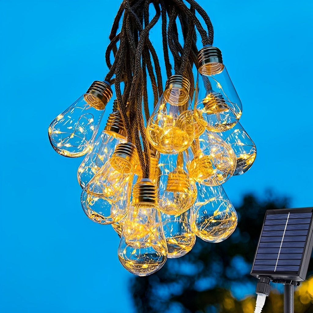 Solar-Powered LED String Lights with Hemp Rope Design – Garden, Patio