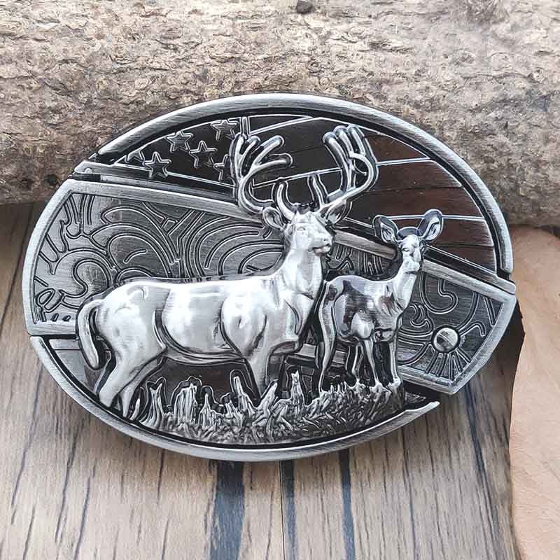Oval Bull Skull Belt Buckle with Hidden Knife – Fashion Accessory, Unique Gift
