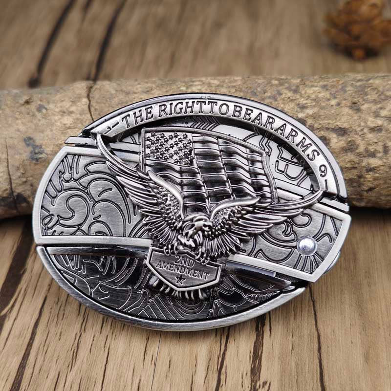 Oval Bull Skull Belt Buckle with Hidden Knife – Fashion Accessory, Unique Gift