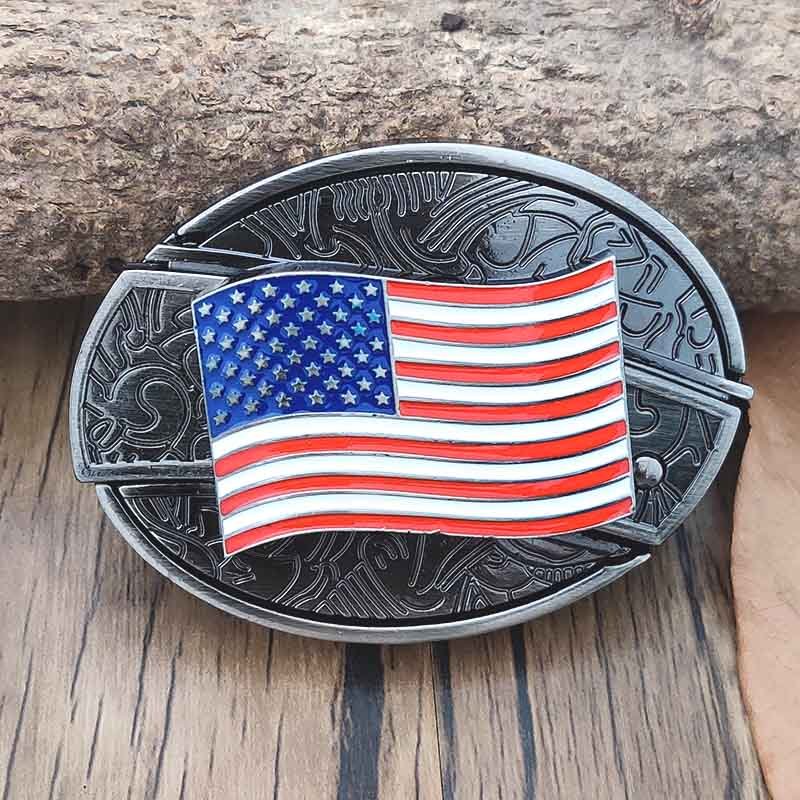 Oval Bull Skull Belt Buckle with Hidden Knife – Fashion Accessory, Unique Gift