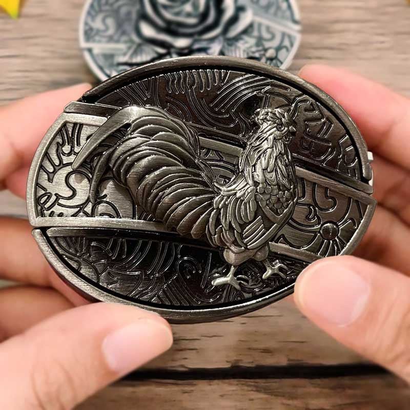 Oval Bull Skull Belt Buckle with Hidden Knife – Fashion Accessory, Unique Gift