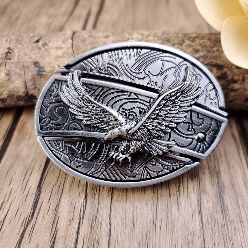 Oval Bull Skull Belt Buckle with Hidden Knife – Fashion Accessory, Unique Gift