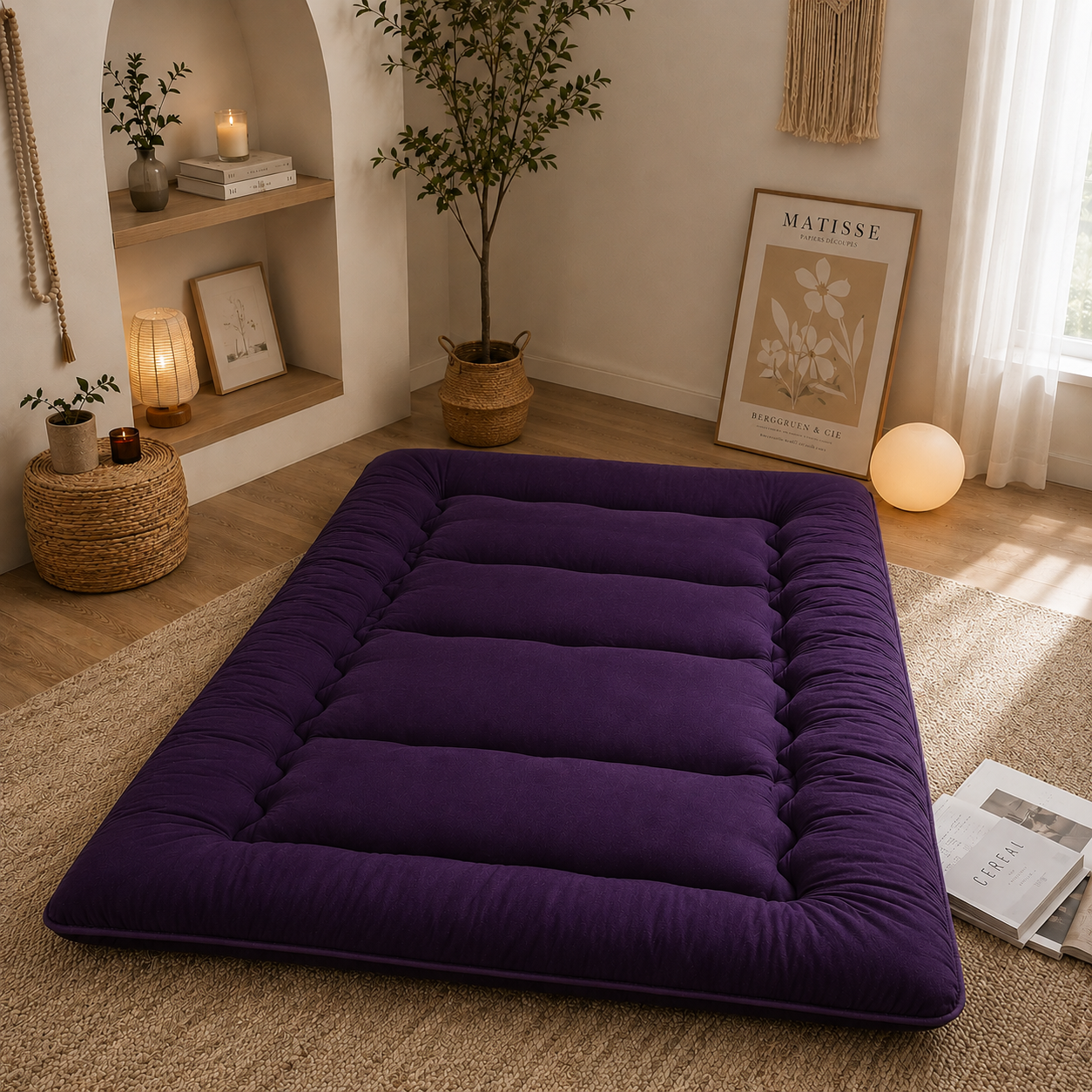 Japanese Floor Bed, 4 Inch Thick Futon Mattress, Foldable – Home, Travel
