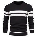 Patchwork Knit Sweater for Men, Long Sleeve – Casual Wear, Everyday Style