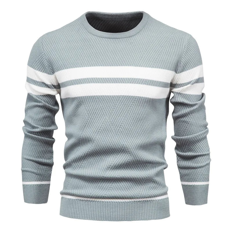 Patchwork Knit Sweater for Men, Long Sleeve – Casual Wear, Everyday Style