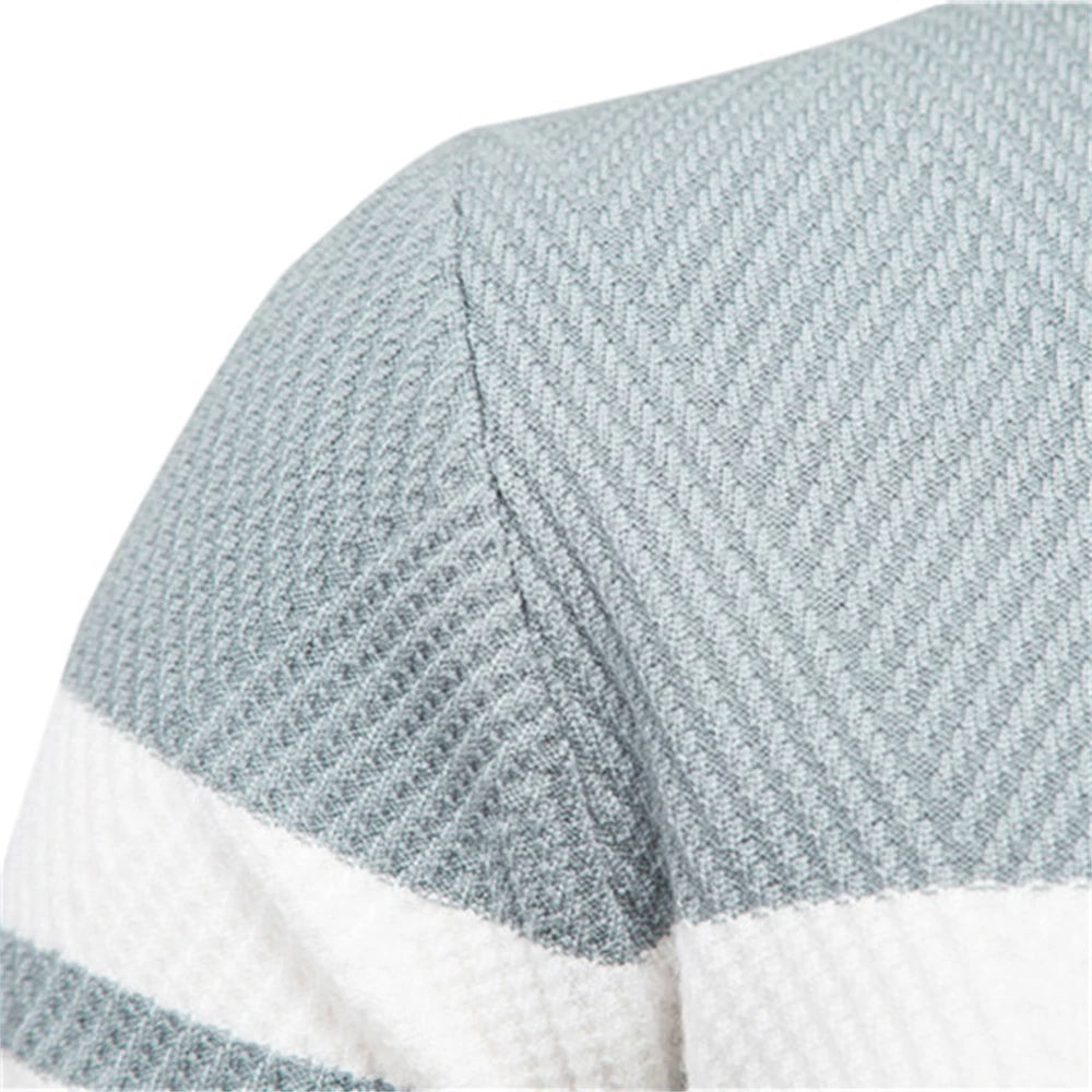 Patchwork Knit Sweater for Men, Long Sleeve – Casual Wear, Everyday Style