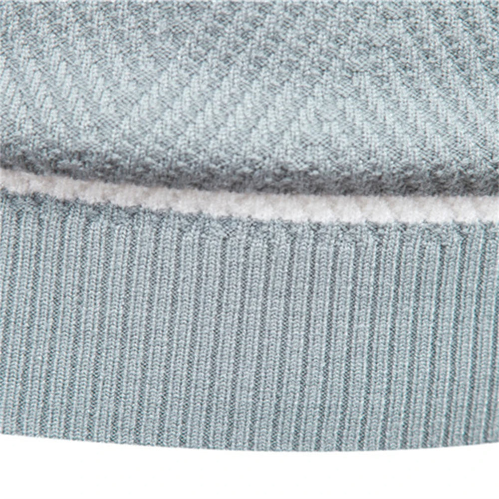Patchwork Knit Sweater for Men, Long Sleeve – Casual Wear, Everyday Style