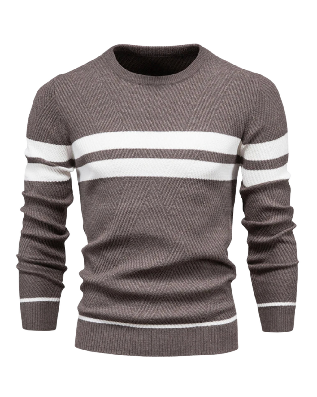 Patchwork Knit Sweater for Men, Long Sleeve – Casual Wear, Everyday Style