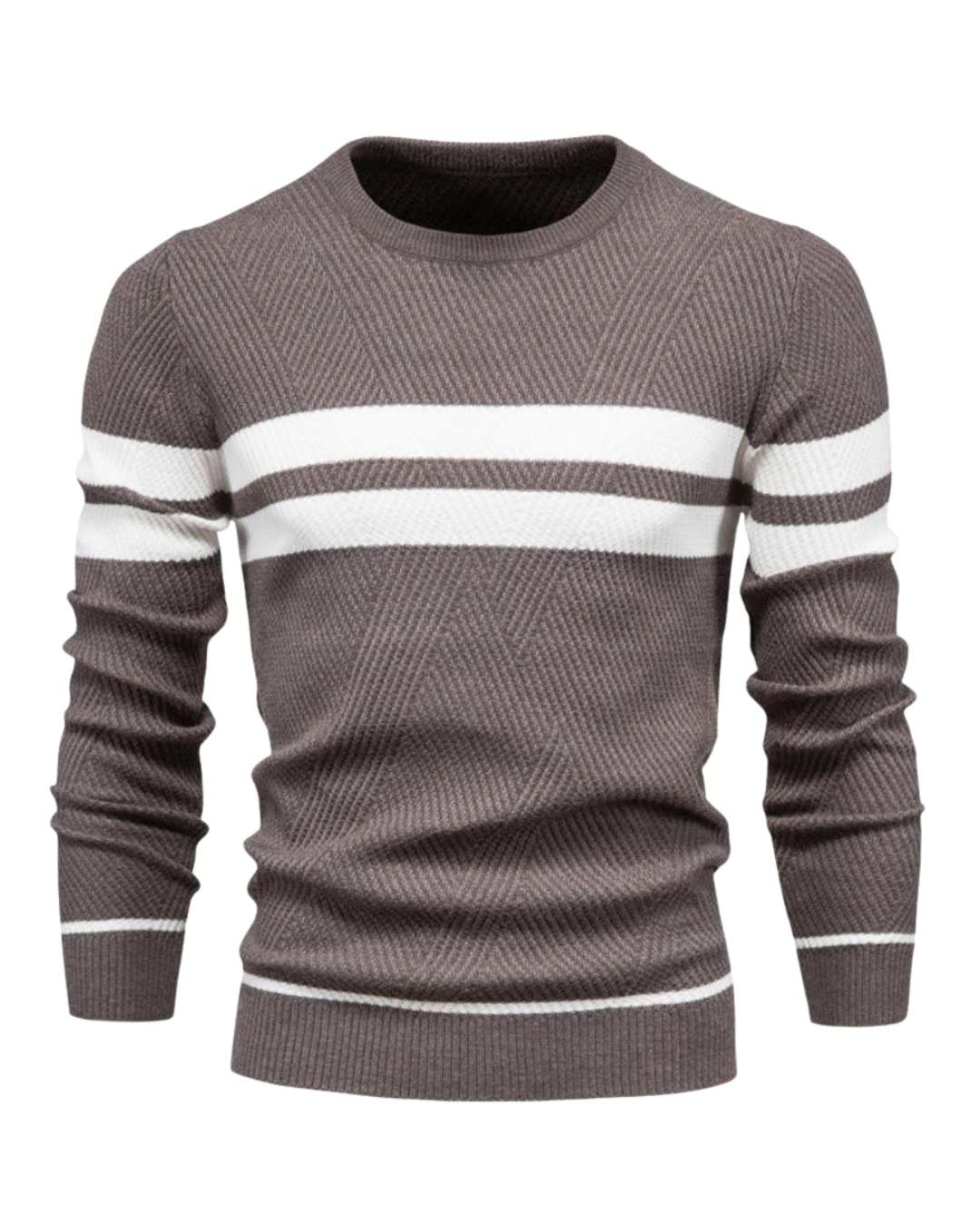 Patchwork Knit Sweater for Men, Long Sleeve – Casual Wear, Everyday Style