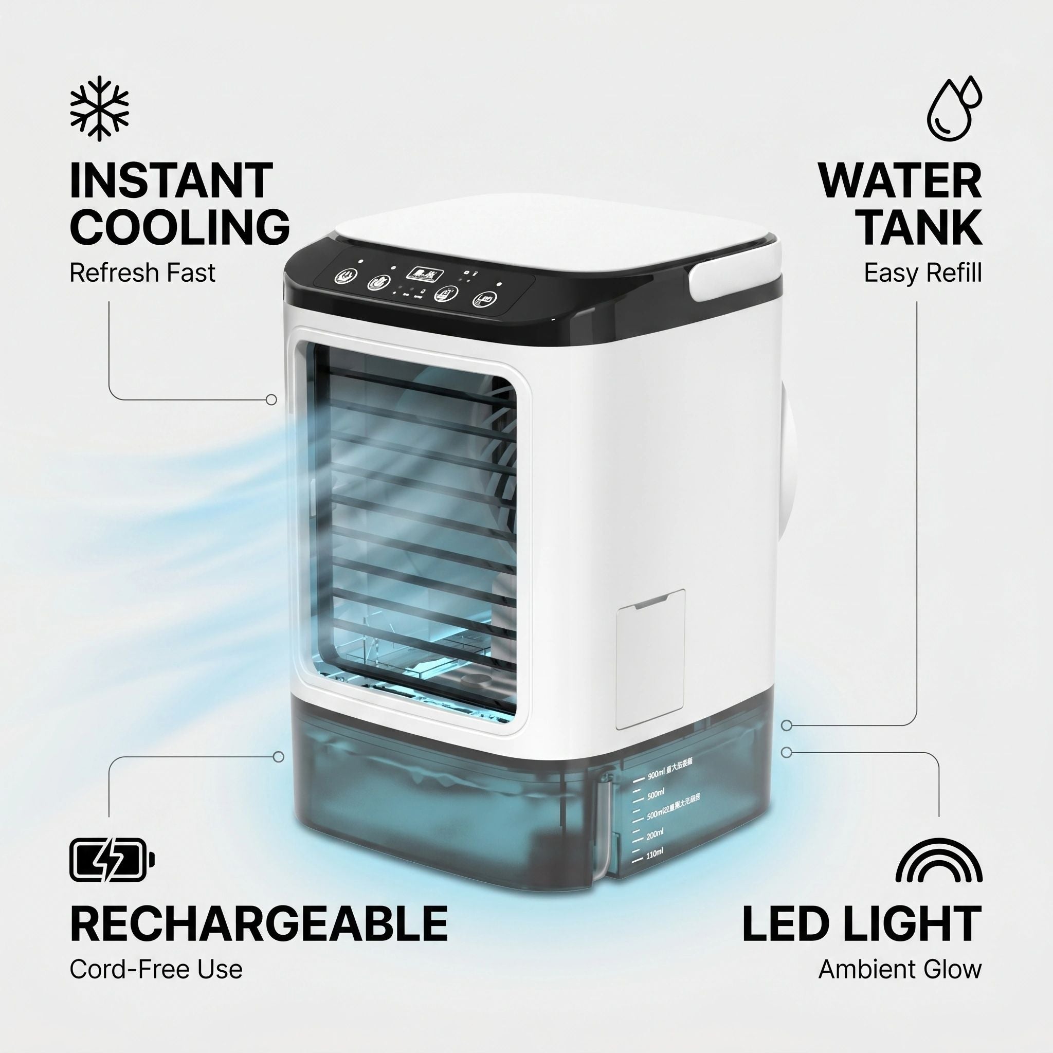 Portable 3-in-1 Air Cooler with Humidifier and Rechargeable Battery – Home, Travel