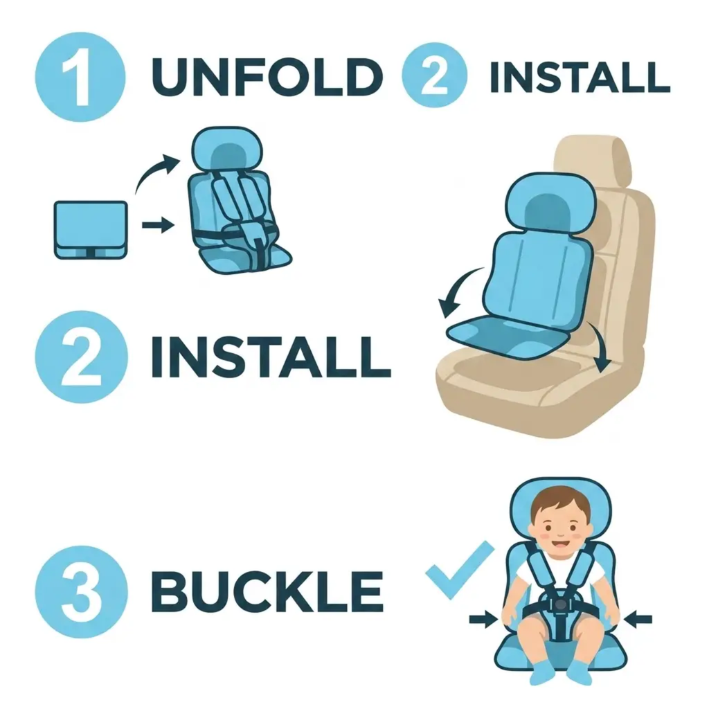 Portable Foldable Child Car Booster Seat – Travel, Safety