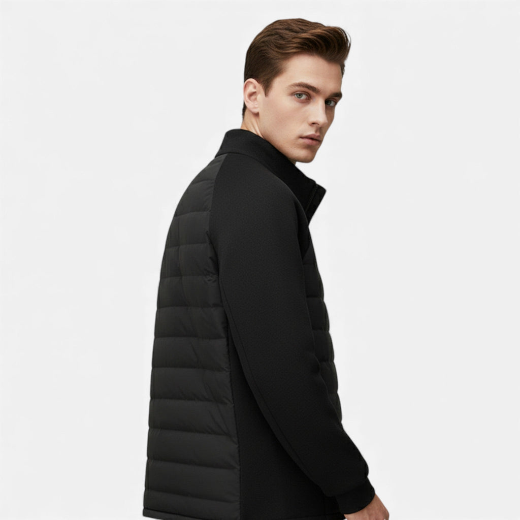 Quilted Men's Down Jacket with Stand Collar – Casual Wear, Outdoor Activities