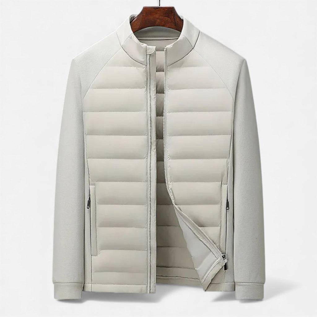 Quilted Men's Down Jacket with Stand Collar – Casual Wear, Outdoor Activities