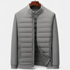 Quilted Men's Down Jacket with Stand Collar – Casual Wear, Outdoor Activities
