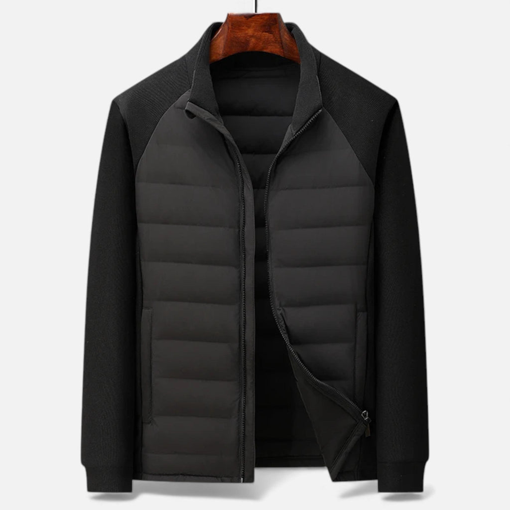 Quilted Men's Down Jacket with Stand Collar – Casual Wear, Outdoor Activities