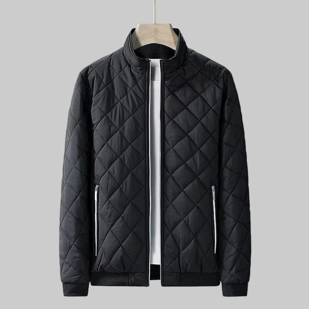 Quilted Puffer Jacket Men's Lightweight Insulated Stand Collar – Casual, Outdoor