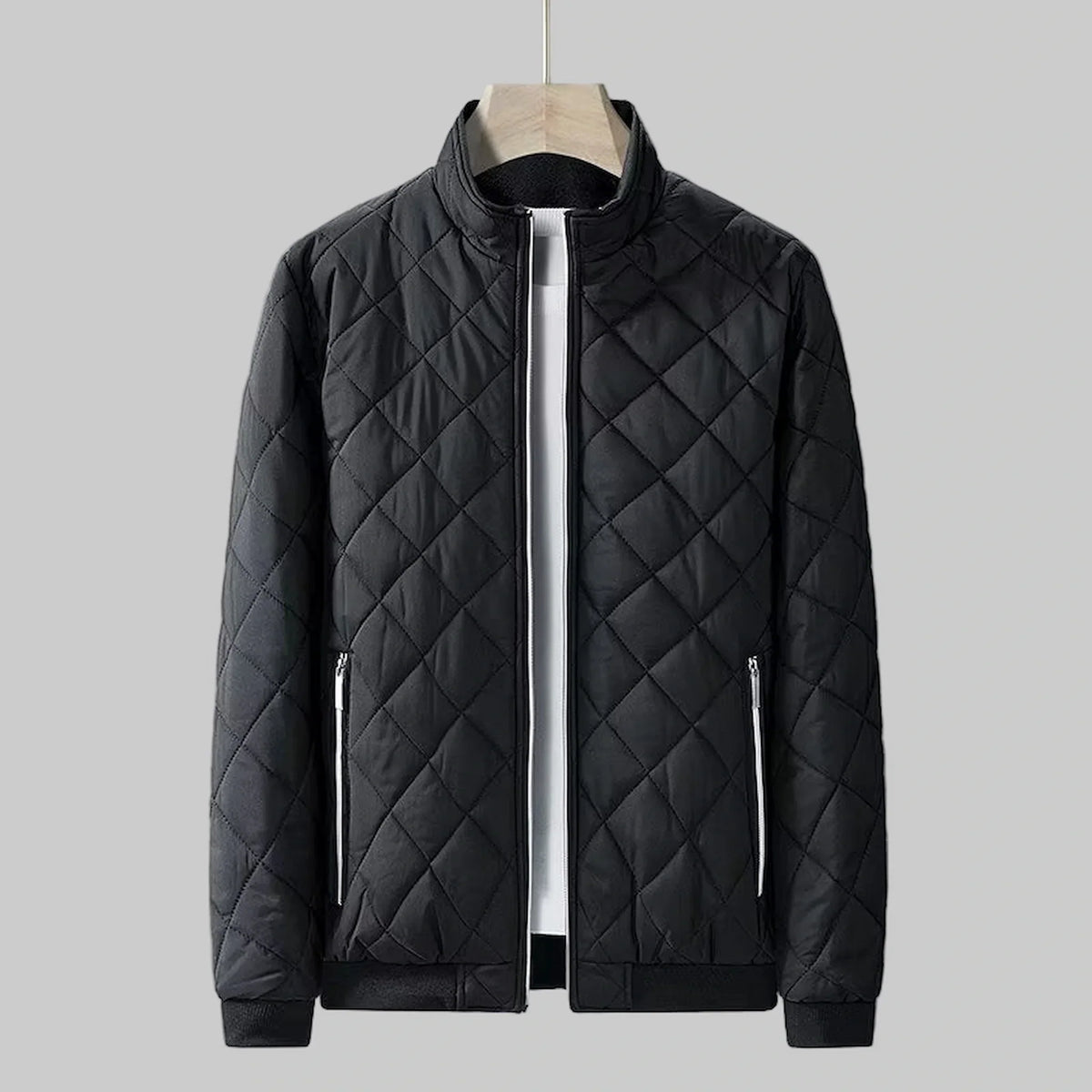 Quilted Puffer Jacket Men's Lightweight Insulated Stand Collar – Casual, Outdoor