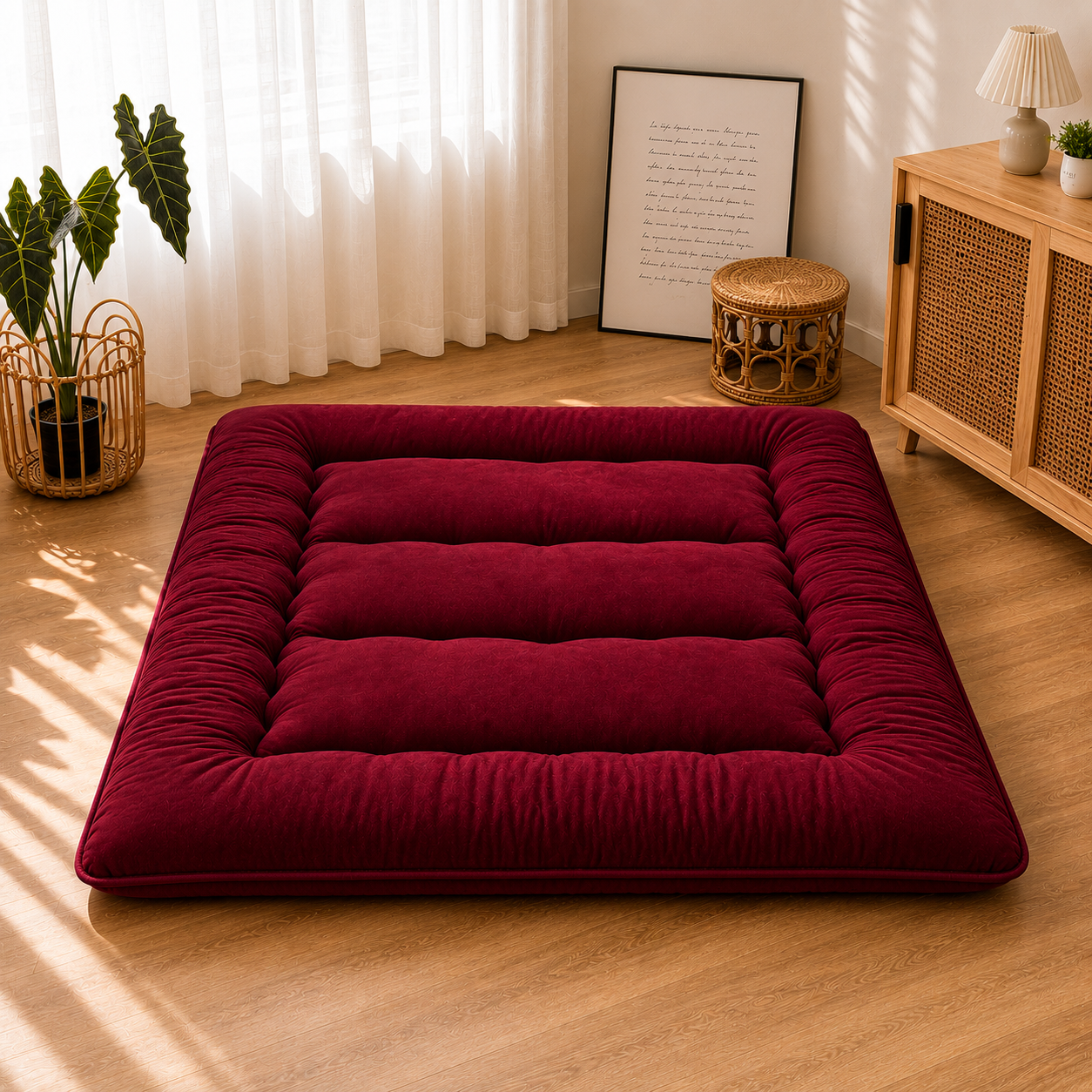 Japanese Floor Bed, 4 Inch Thick Futon Mattress, Foldable – Home, Travel