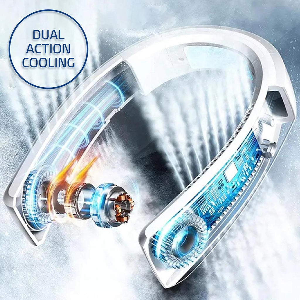 AeroChill Neck Fan Rechargeable Bladeless Portable Cooling – Travel, Office
