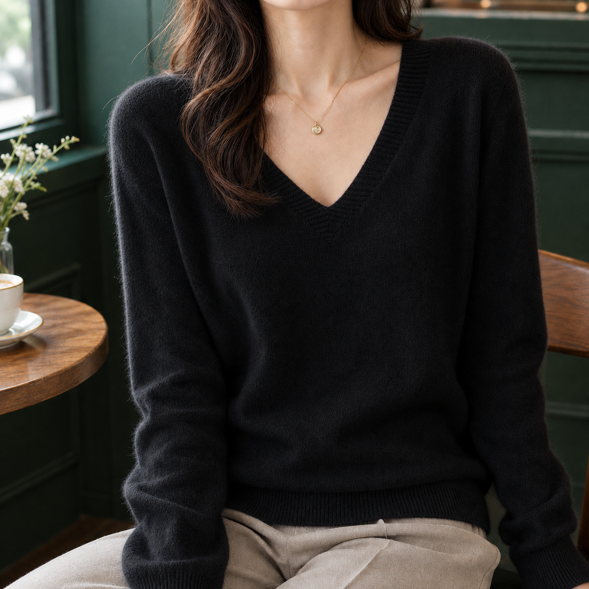Relaxed-Fit Women's V-Neck Sweater – Casual Wear, Everyday Comfort