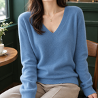 Relaxed-Fit Women's V-Neck Sweater – Casual Wear, Everyday Comfort