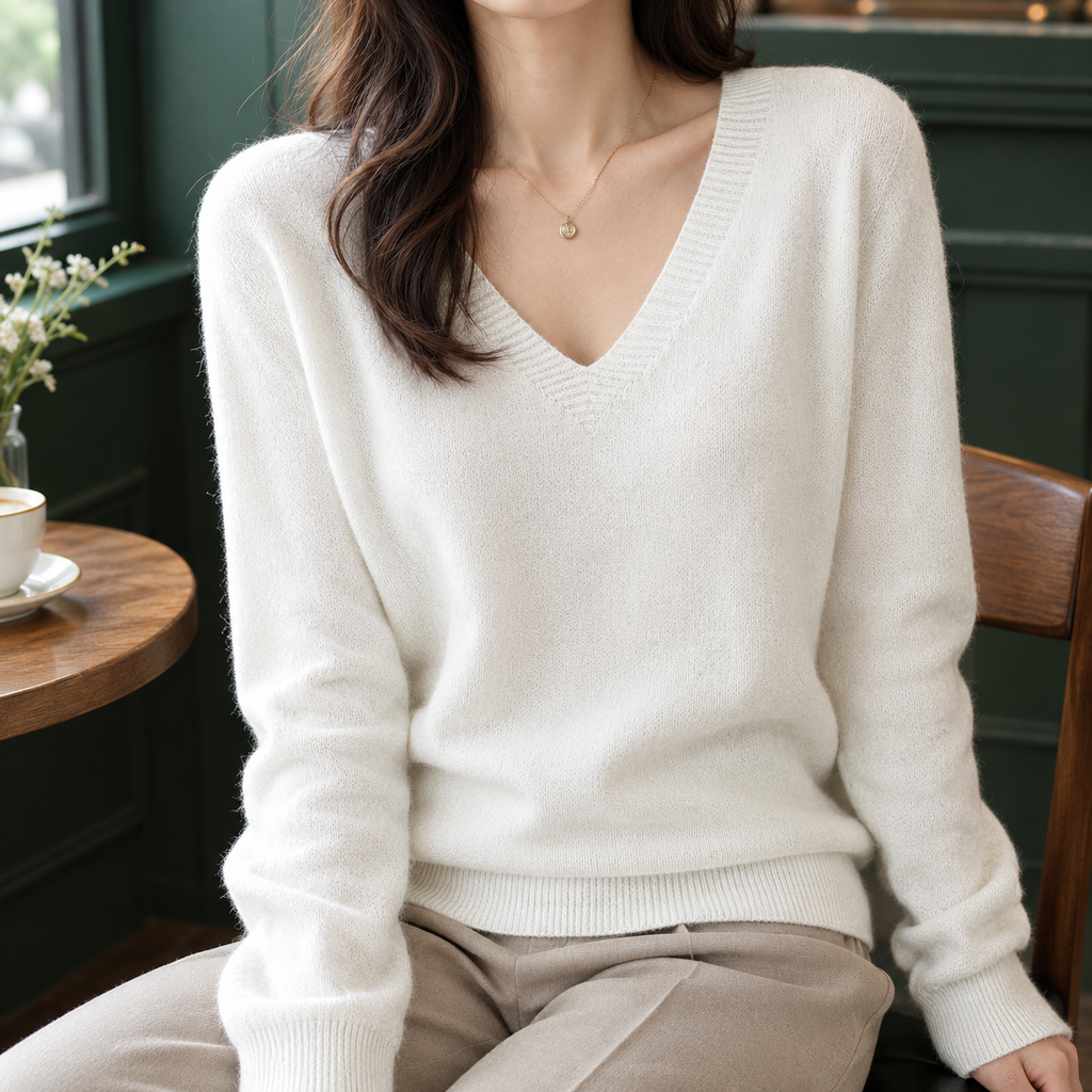Relaxed-Fit Women's V-Neck Sweater – Casual Wear, Everyday Comfort