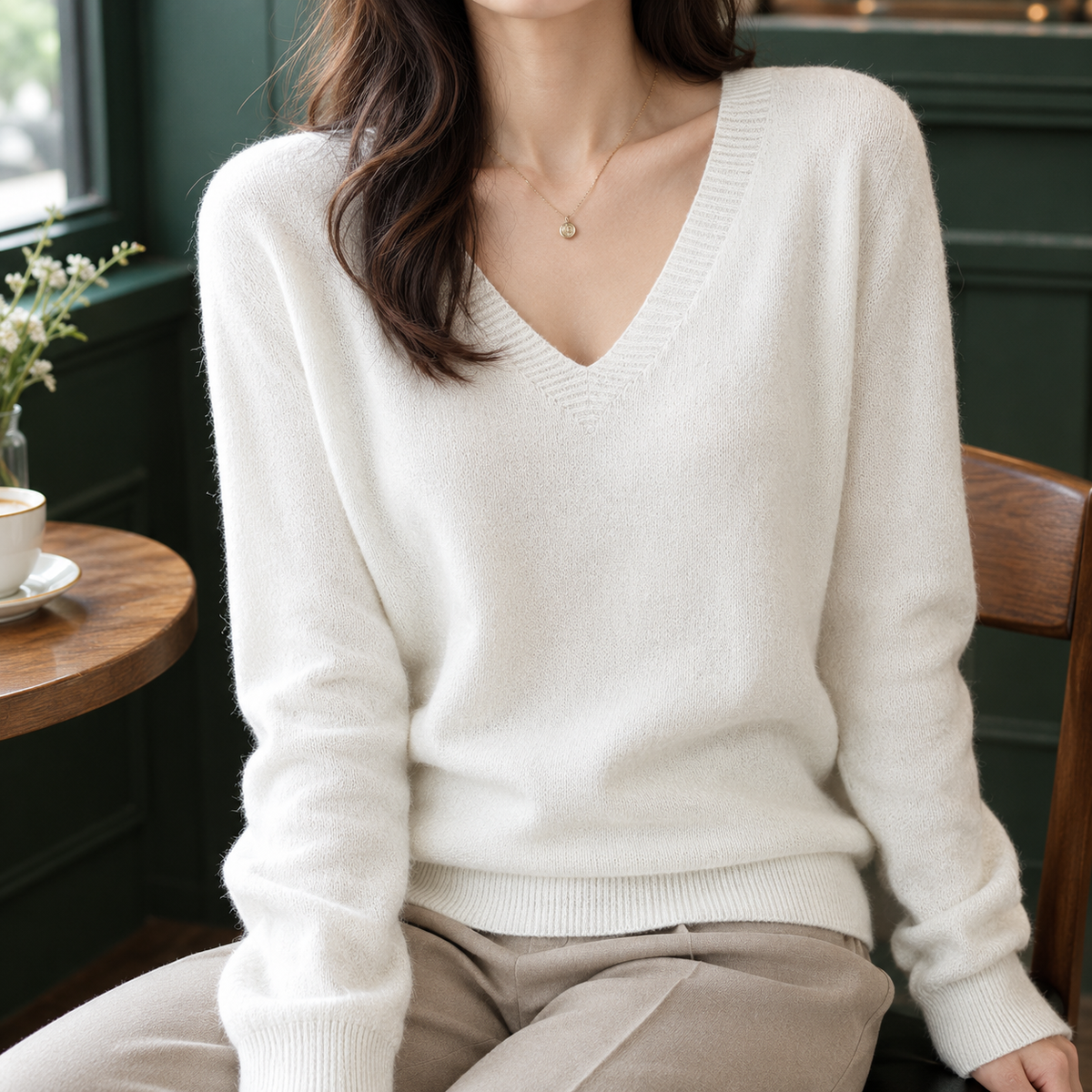 Relaxed-Fit Women's V-Neck Sweater – Casual Wear, Everyday Comfort