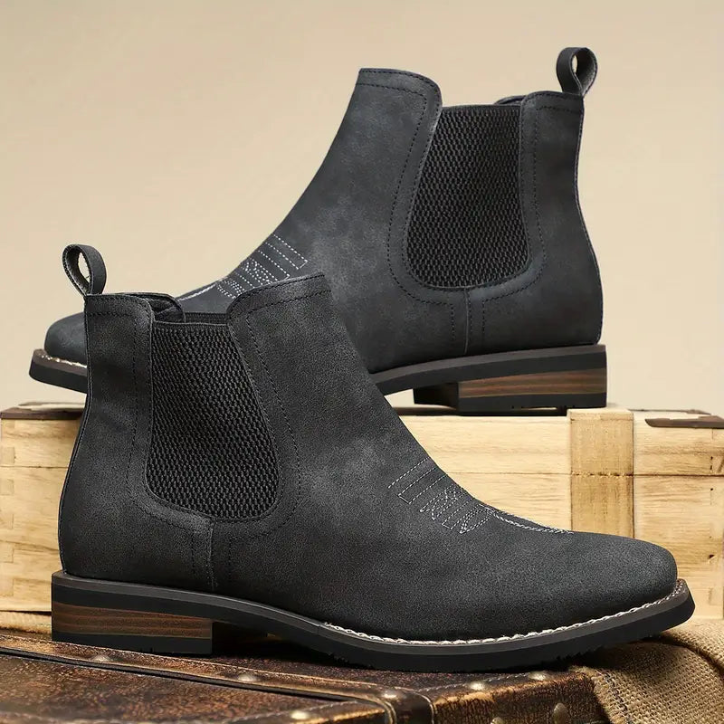 Rugged Men's Boots with Elastic Side Panels – Classic Style, Durable Comfort
