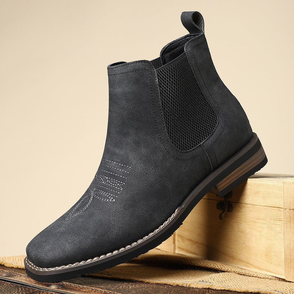 Rugged Men's Boots with Elastic Side Panels – Classic Style, Durable Comfort