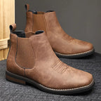 Rugged Men's Boots with Elastic Side Panels – Classic Style, Durable Comfort