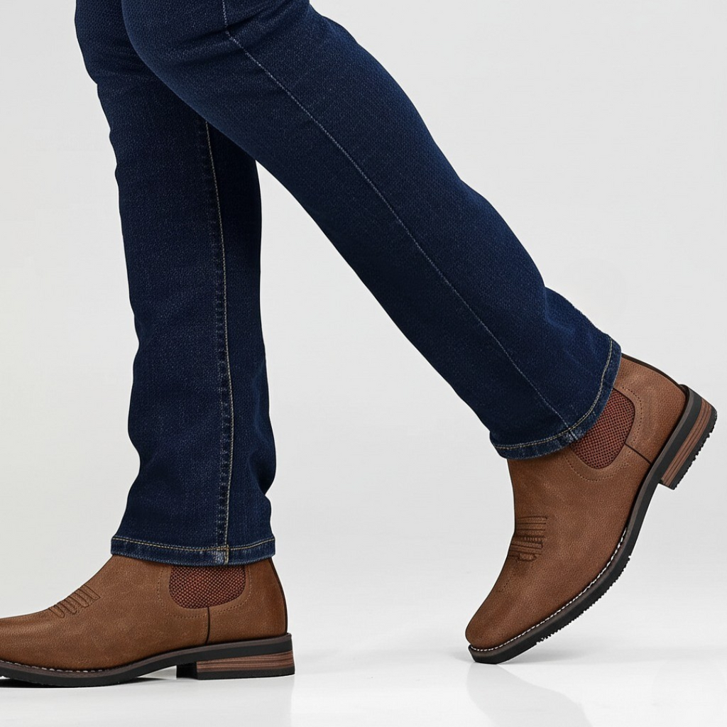 Rugged Men's Boots with Elastic Side Panels – Classic Style, Durable Comfort