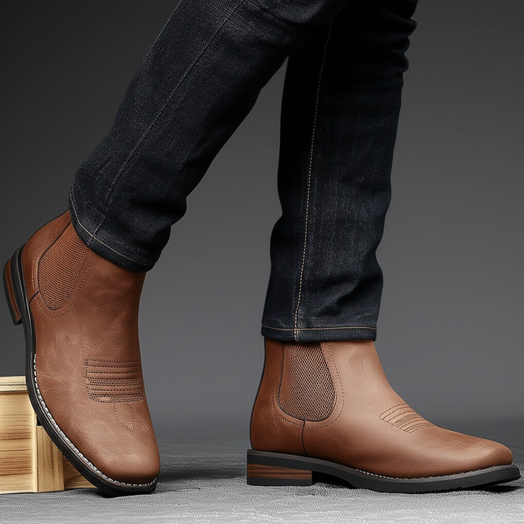 Rugged Men's Boots with Elastic Side Panels – Classic Style, Durable Comfort