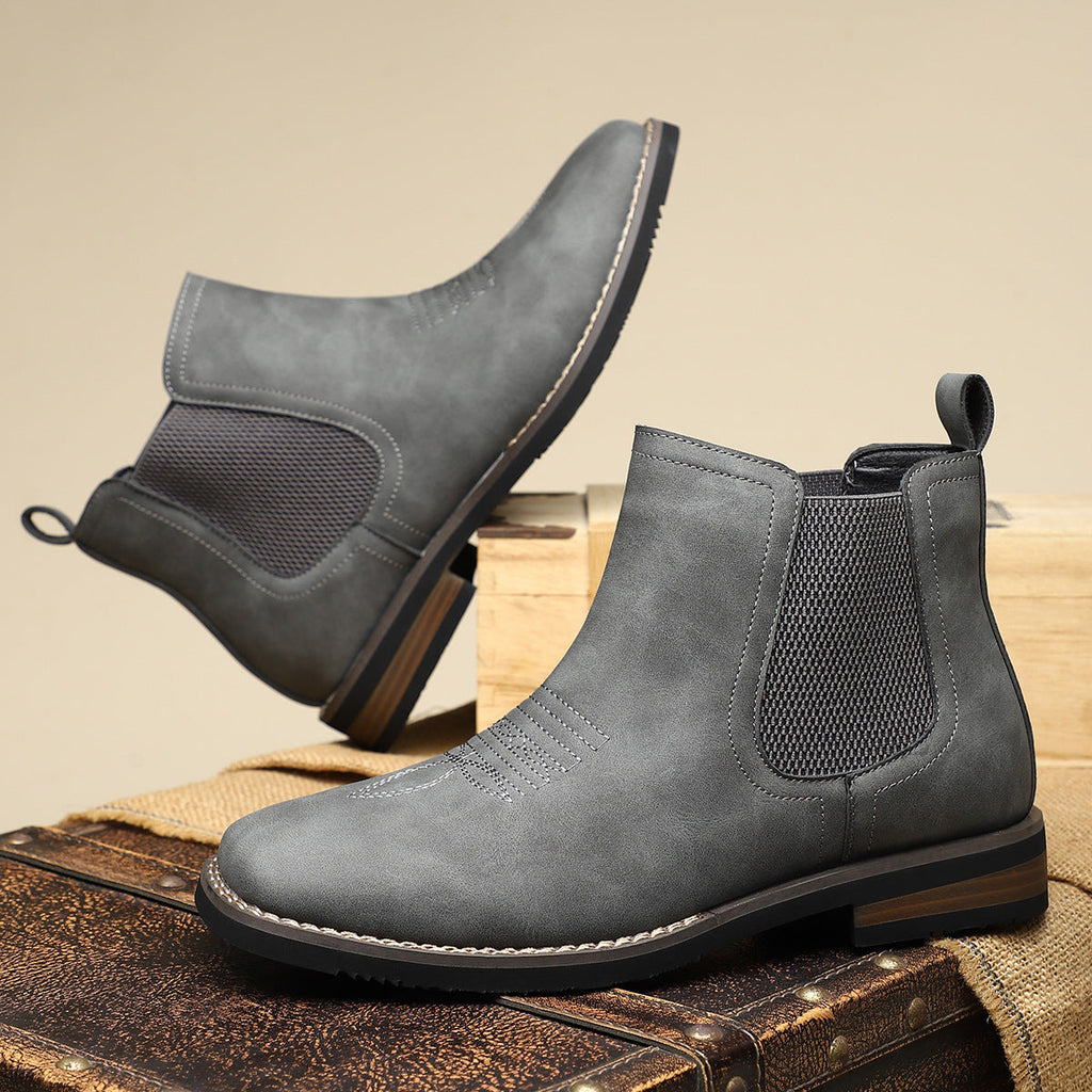 Rugged Men's Boots with Elastic Side Panels – Classic Style, Durable Comfort